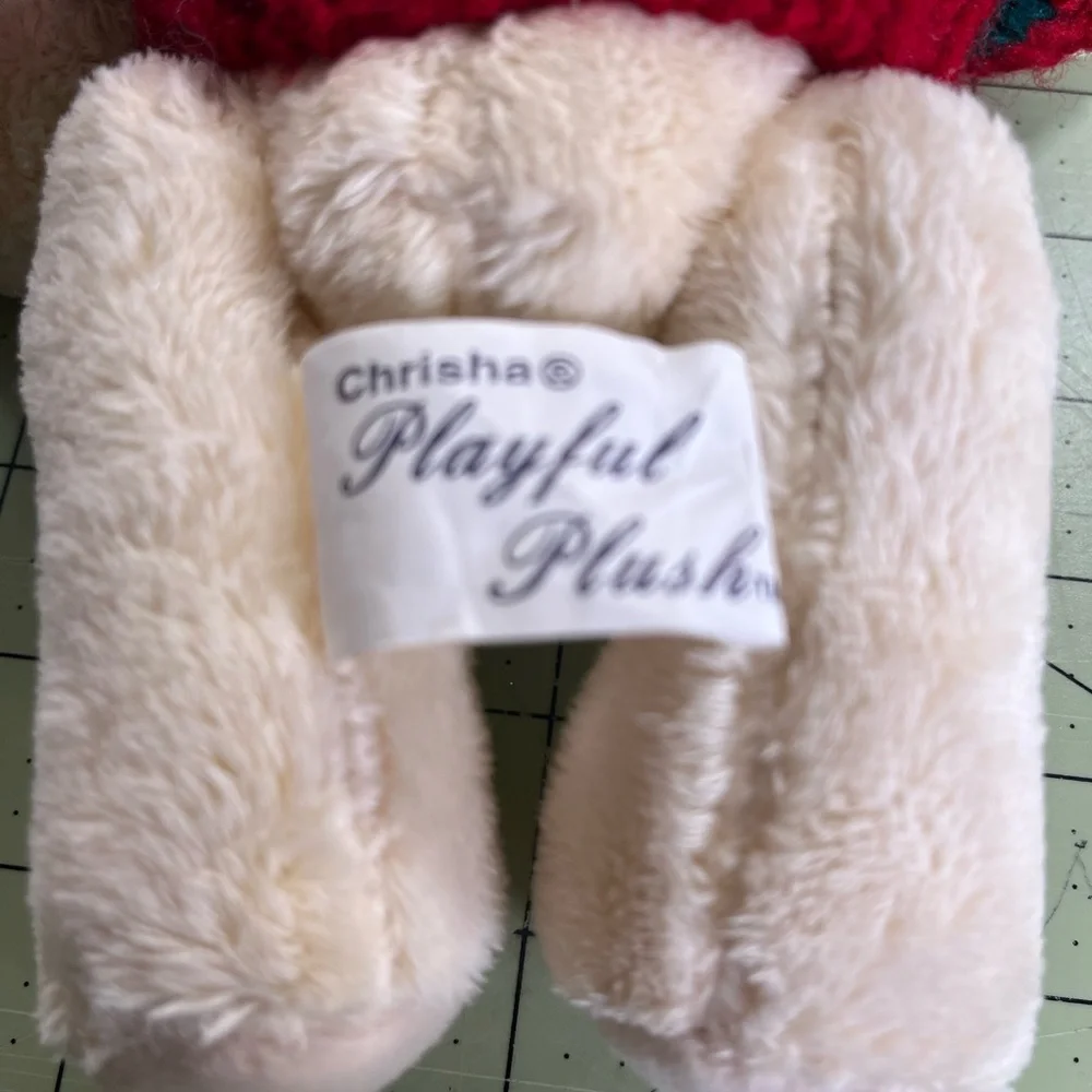 Christmas Chrisha Vintage Brown 9” Teddy Bear Jointed Legs Playful‎ Plush 2004